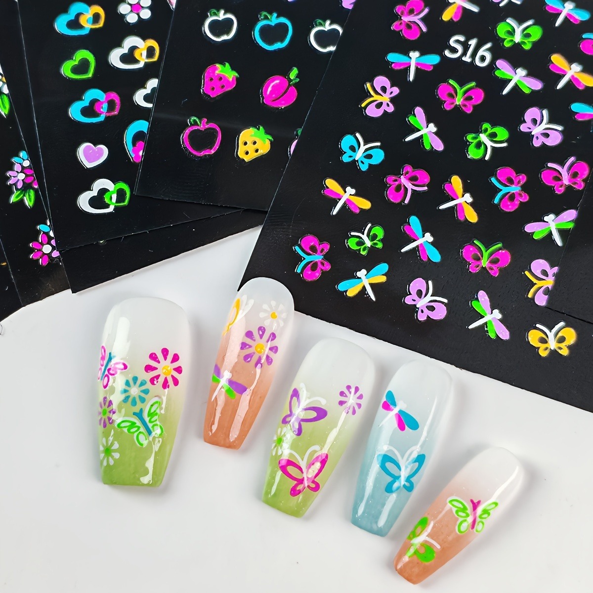 Glow In Dark Stars - 30Sheets Luminous Butterfly Nail Stickers Glow