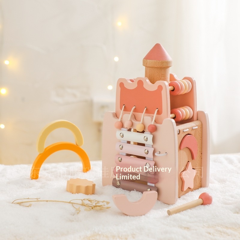 Wooden Castle 5 In 1 Activity  - Kids Toys Xylophone 评论和价格
