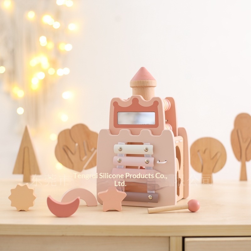 Wooden Castle 5 In 1 Activity  - Kids Toys Xylophone 评论和价格